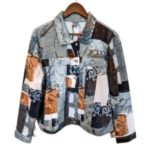 NWT Simply Art by Dolcezza - Abstract Printed Button up Lightweight Jacket